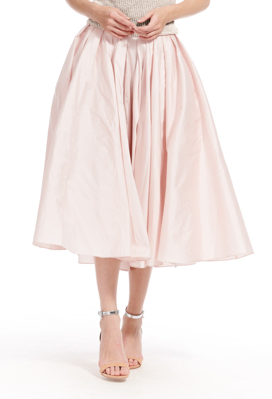 Tea Length Pleated Soft Taffeta Skirt