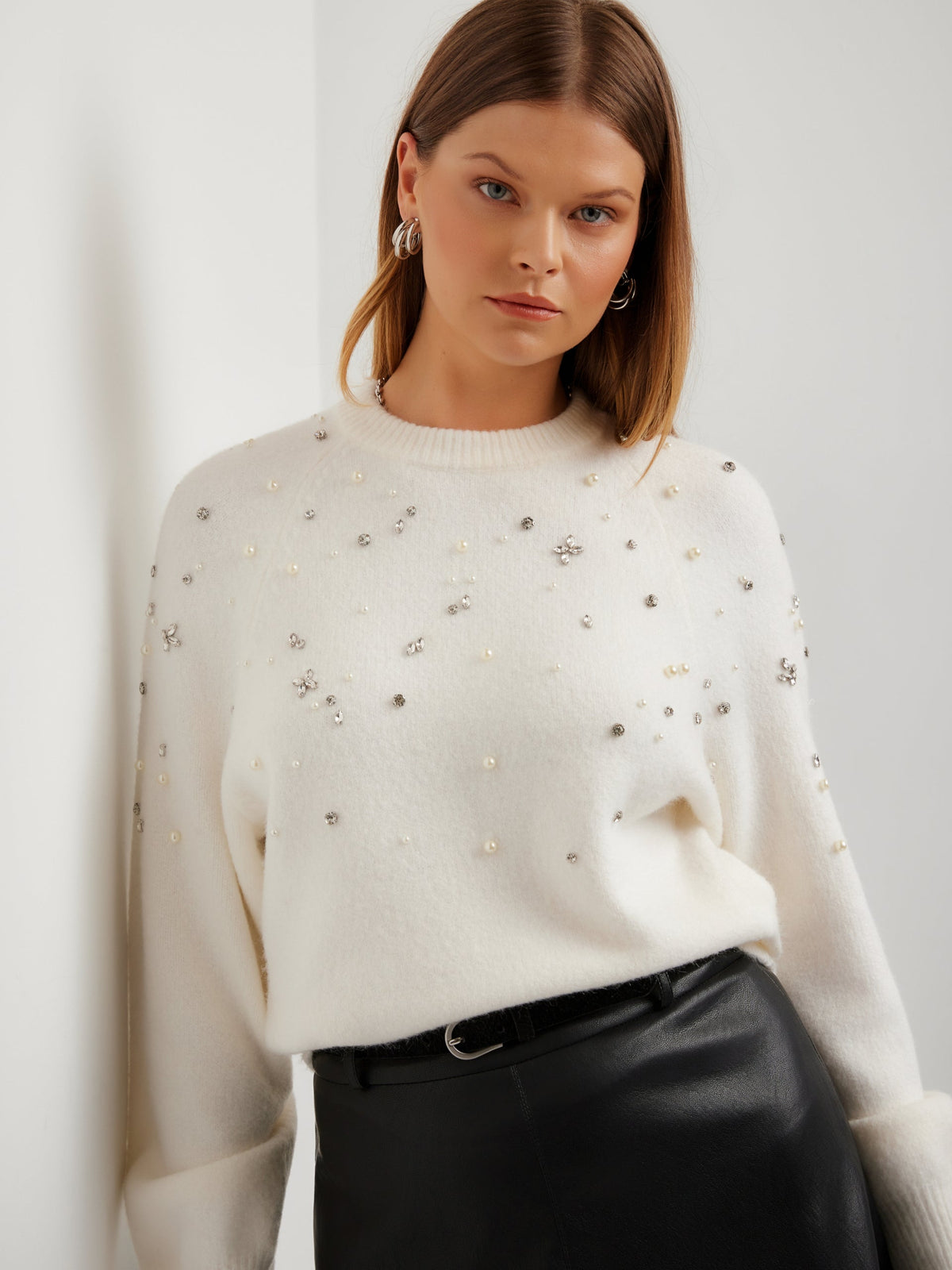 Kristell Pearl And Gem Embellished Sweater