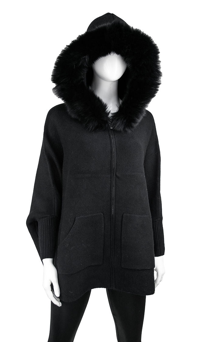 Fox Trim Poncho