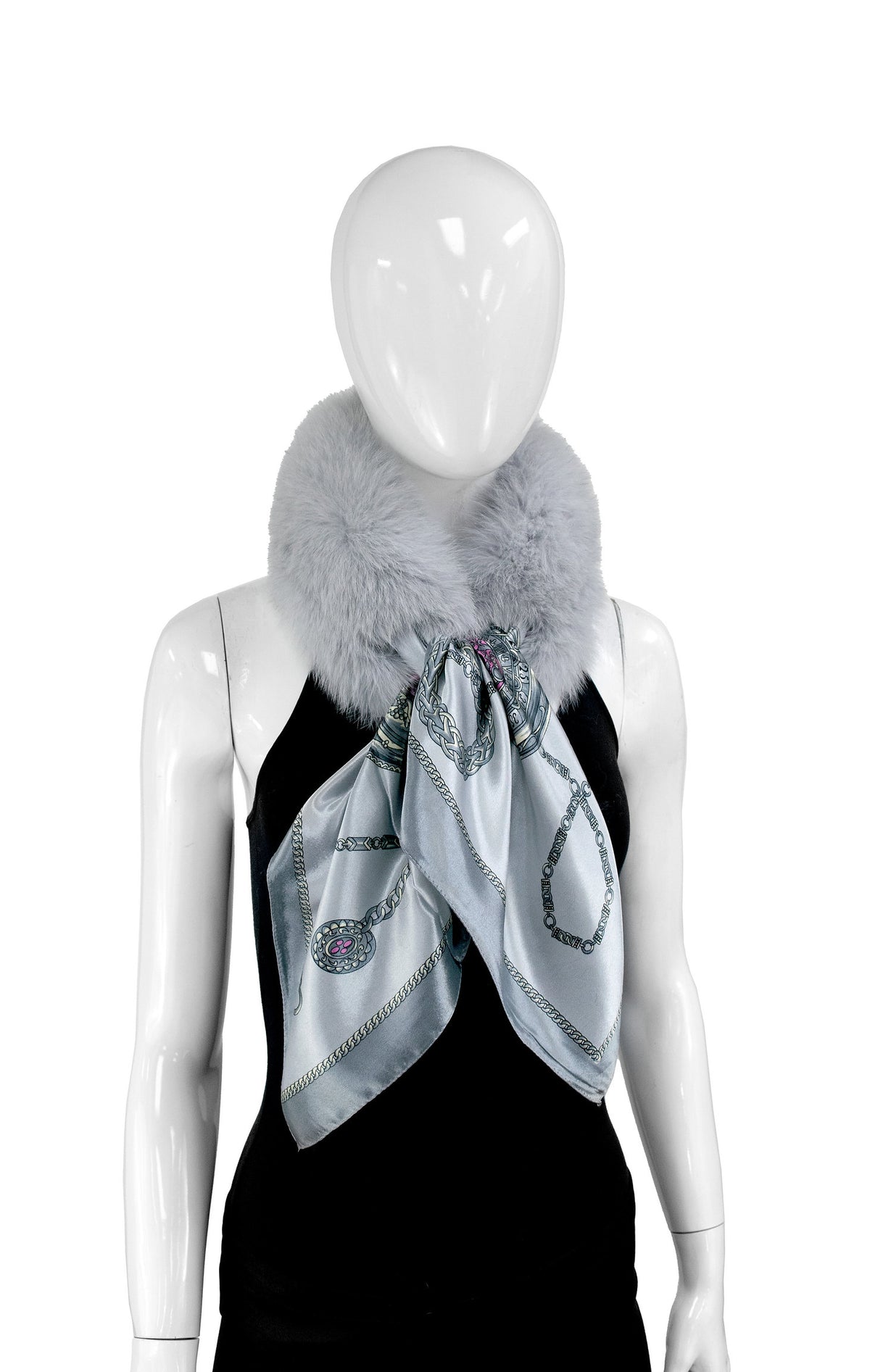 Fox Collar with Silk Scarf