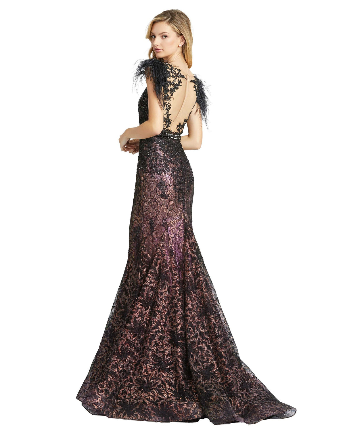 Emb Feather Cap Slv Illusion MACDUGGAL