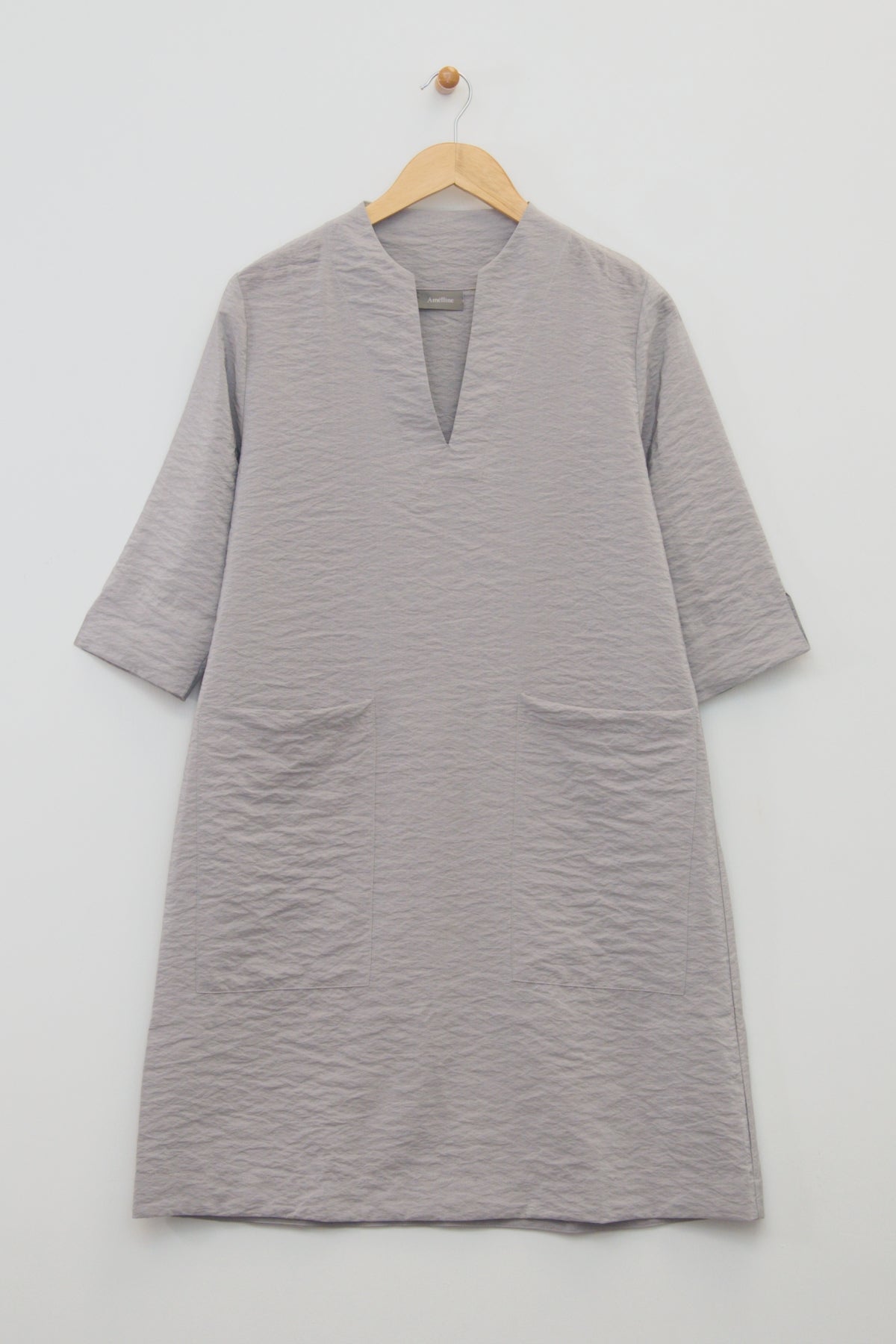 Mandarin V-Neck Dress Amélline