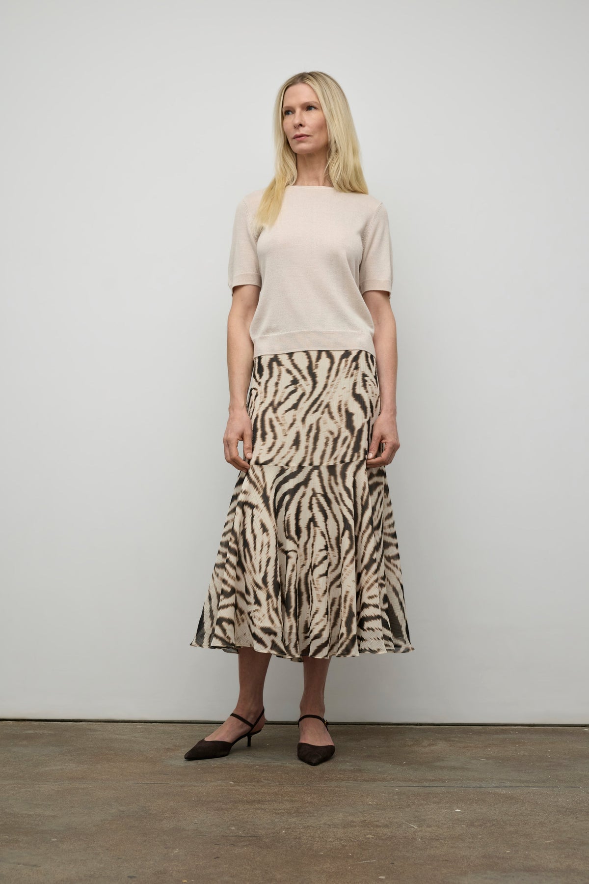 Printed mid length skirt