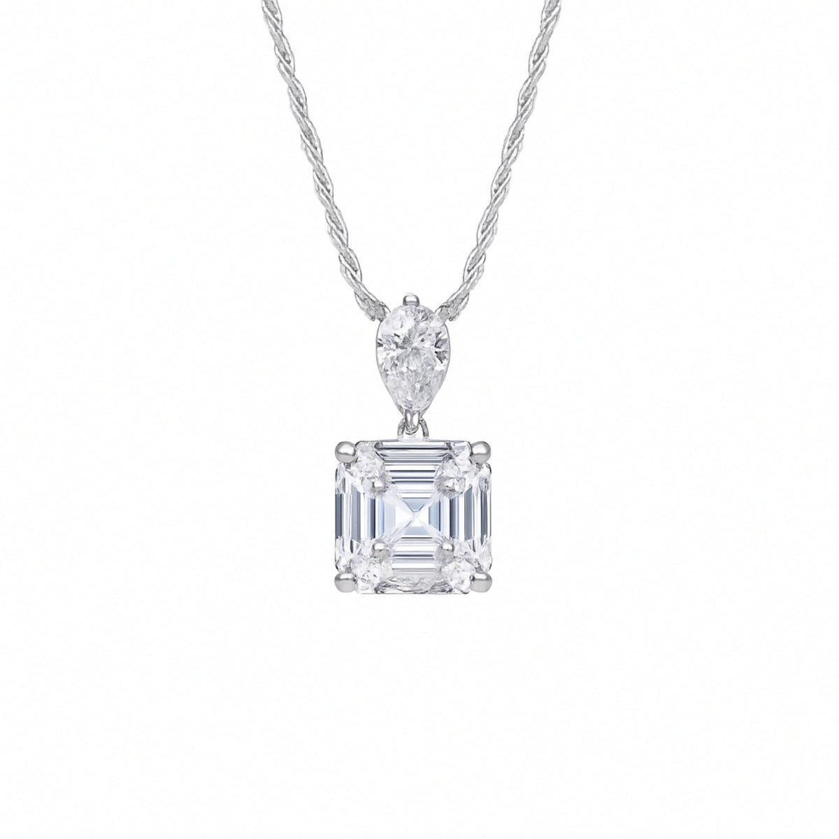 Clear Asscher Cut Necklace