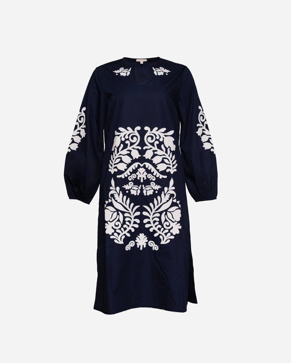 Kris Dress Solid Cotton Cotton Poplin Navy/White