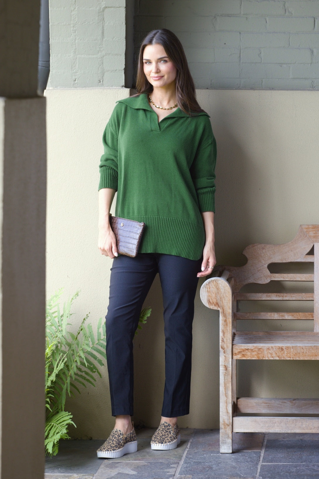 27" Polo Collar Pullover Sweater