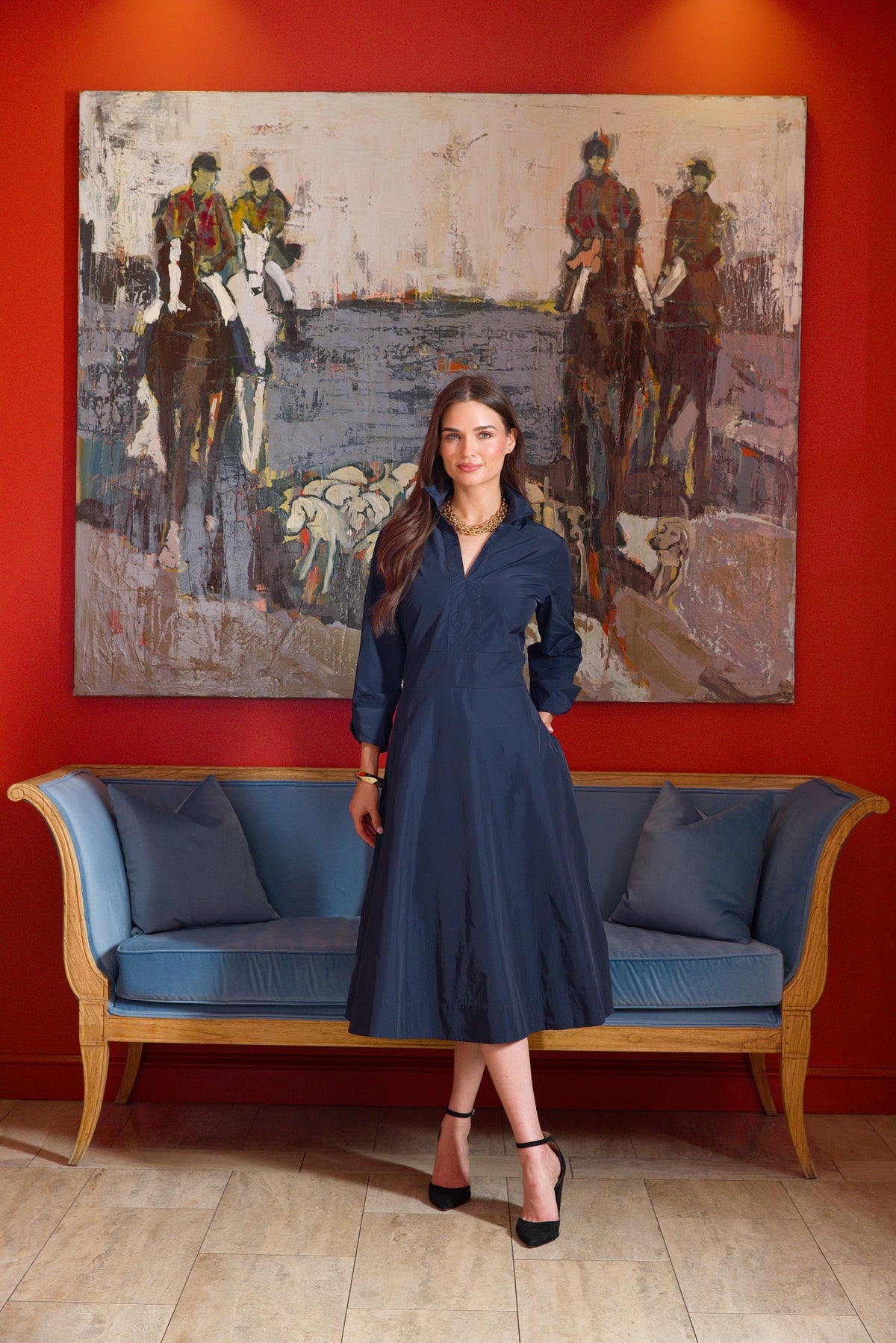 51" Long Sleeve Long-Waist Dress