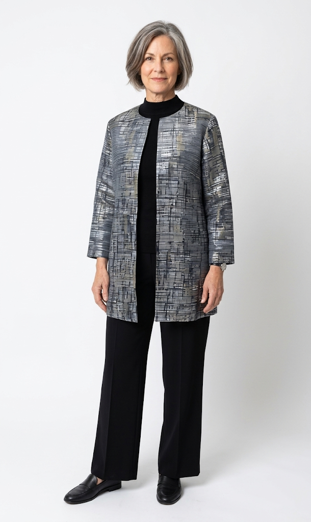 Long Round-Neck Multi Pinstripe