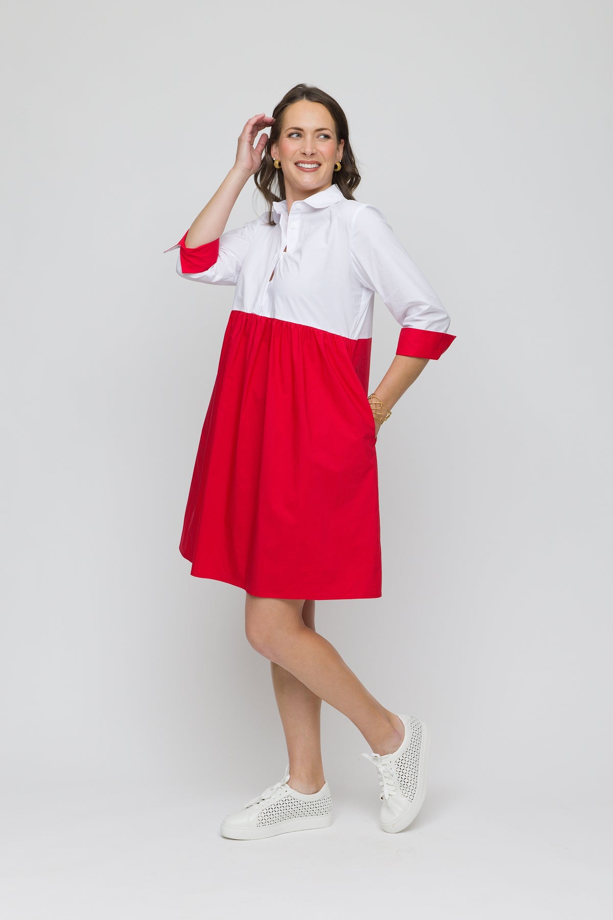 38" 2-Tone Peter Pan Collar Dress
