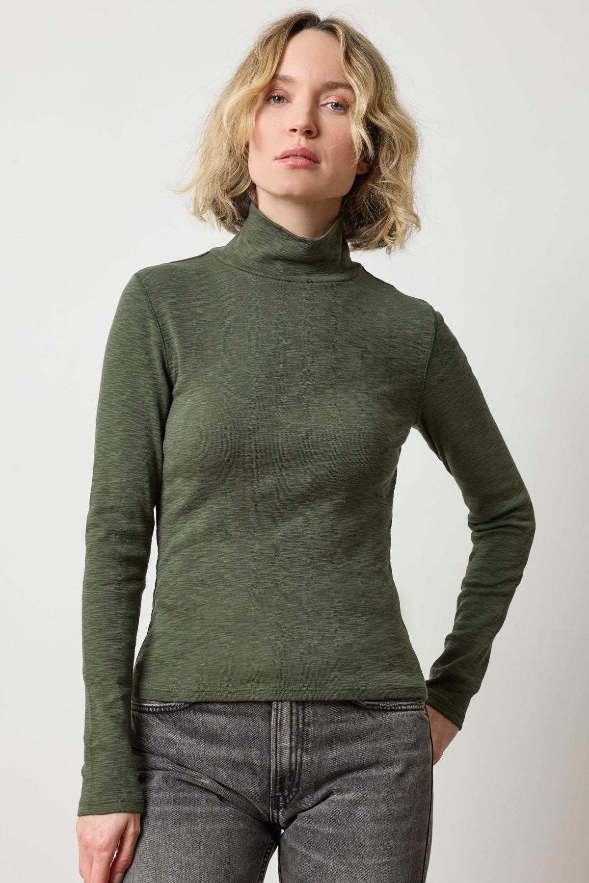 Ribbed Slub Turtleneck