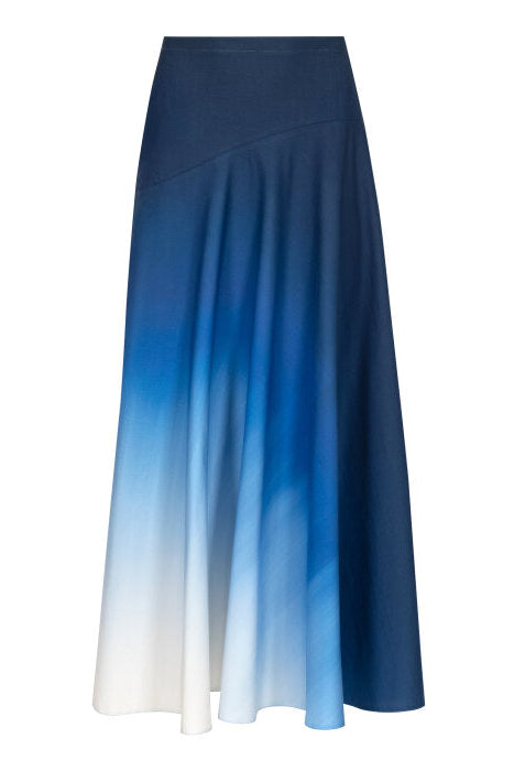 Blue to white gradient skirt on a white background