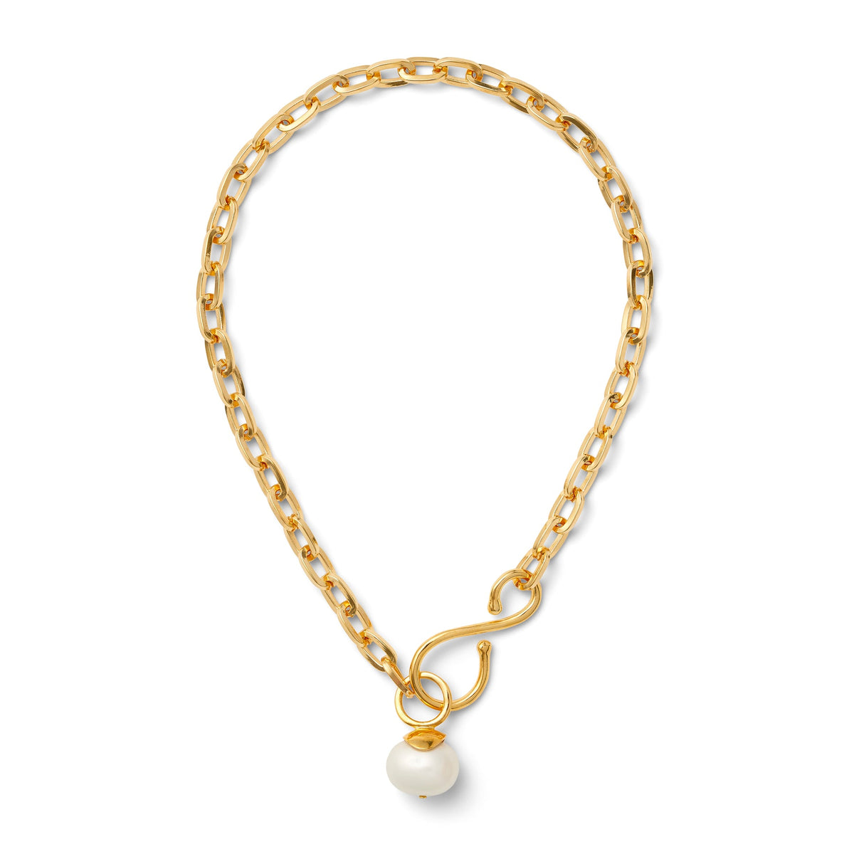 Big + Bold Gold Pearl Link Necklace - 18"