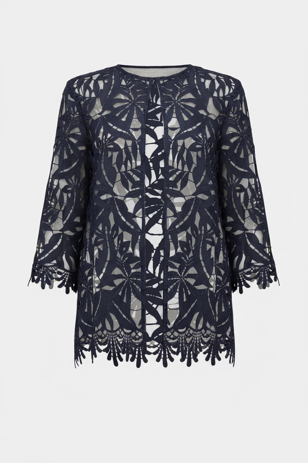Embroidered Floral Open-front
