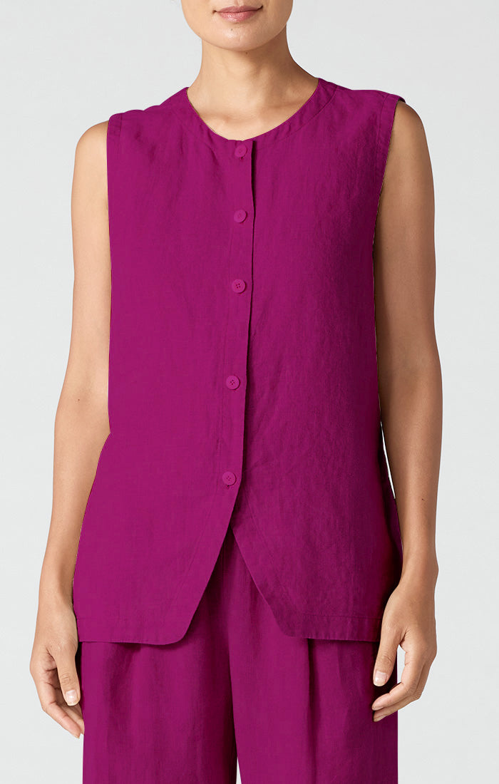 Round Neck Long Vest with Back Tie
