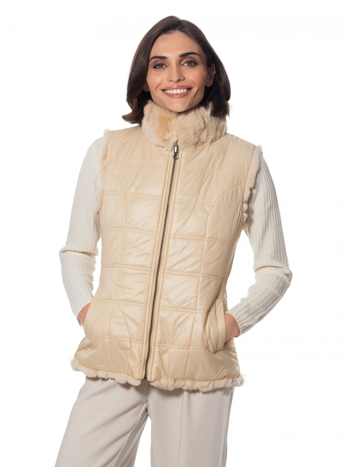 26" Genuine Rex Rabbit Reversible Vest