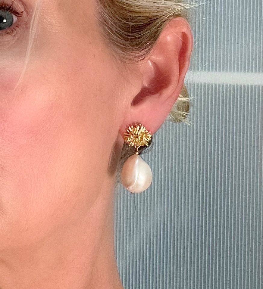 Sunburst with Baroque Pearl Earrings Hazel Smyth Jewelry