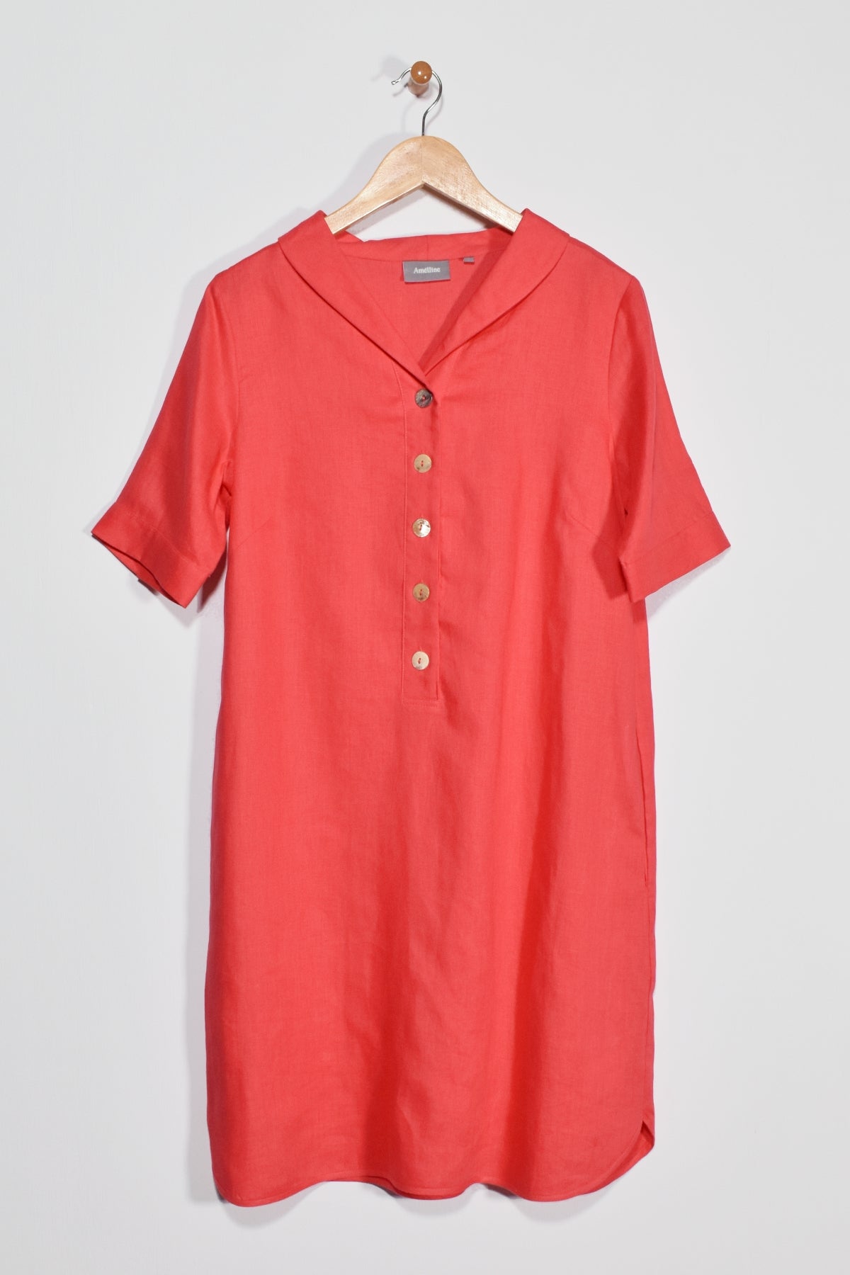 38" Shirt Collar Dress with Elbow Sleeves Amélline