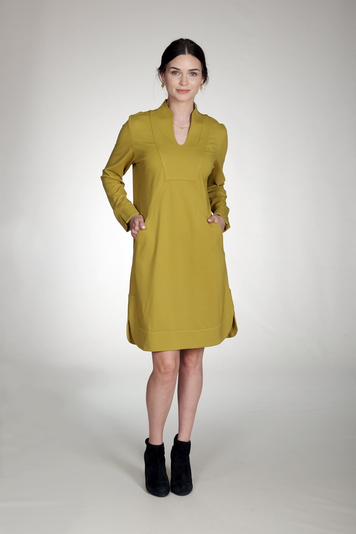 38" Open Bib Collar Ponte Dress Amélline