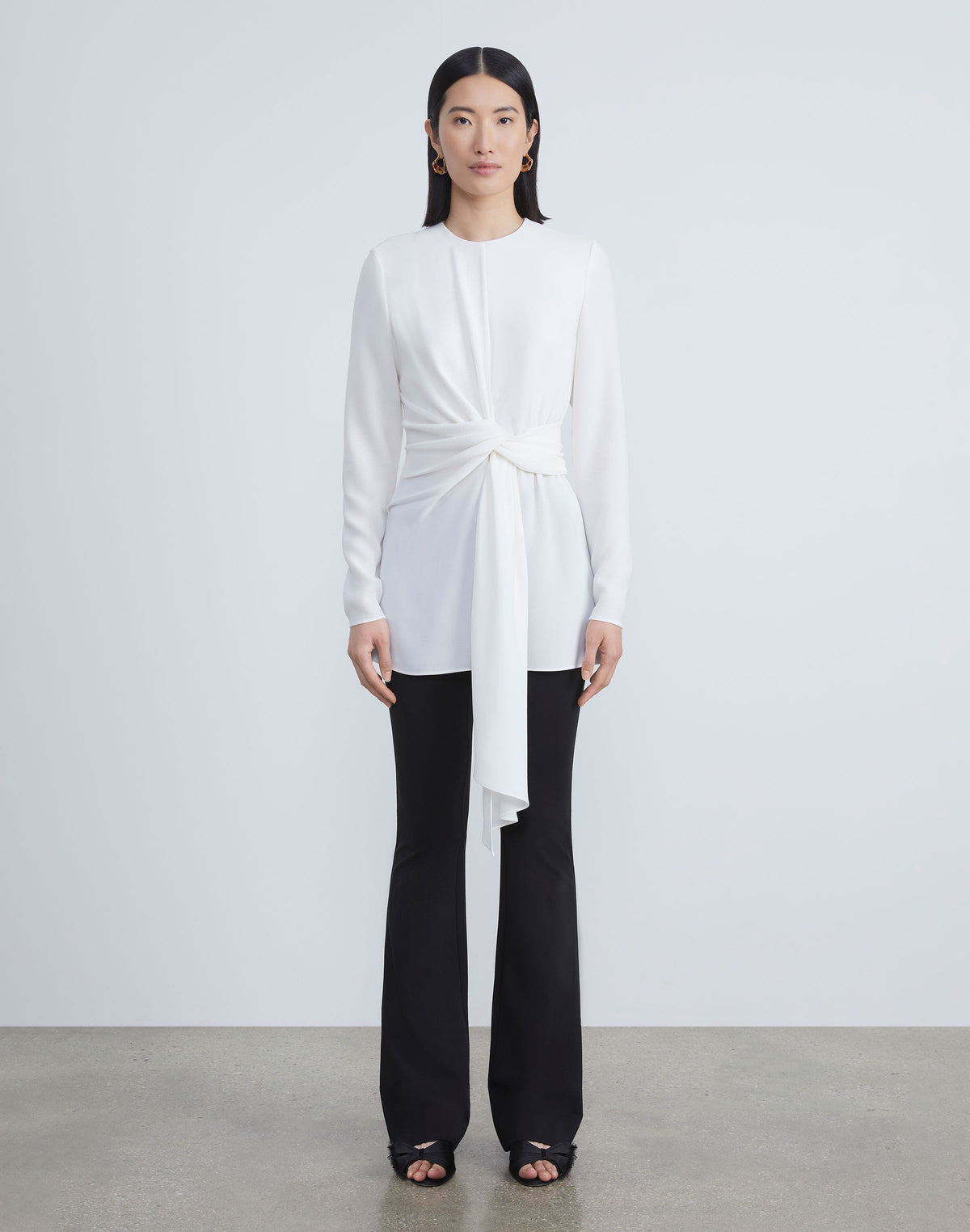 Finesse Crepe Twisted Waist Blouse LAFAYETTE 148