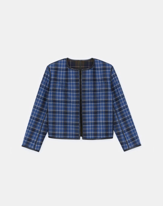 Tartan Plaid Virgin Wool Reversible Highlands Jacket LAFAYETTE 148